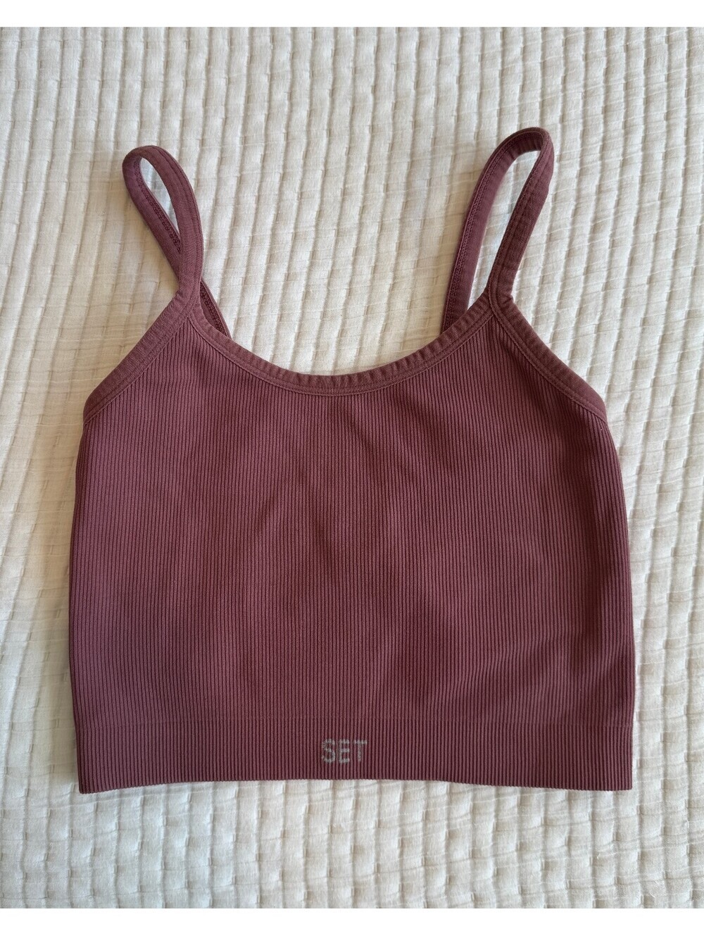 SET Active Sculptflex Ribbed Scoop Sport Bra Dusty Berry Small